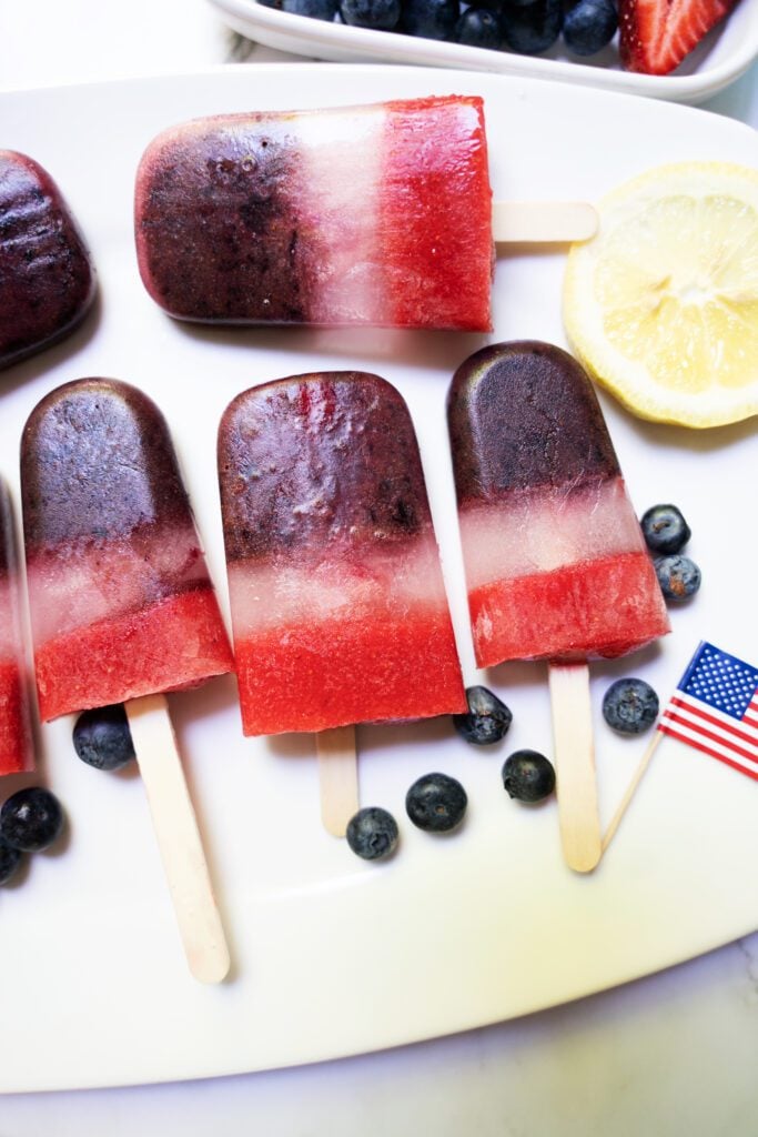 Bomb pop fruit popsicles on plate