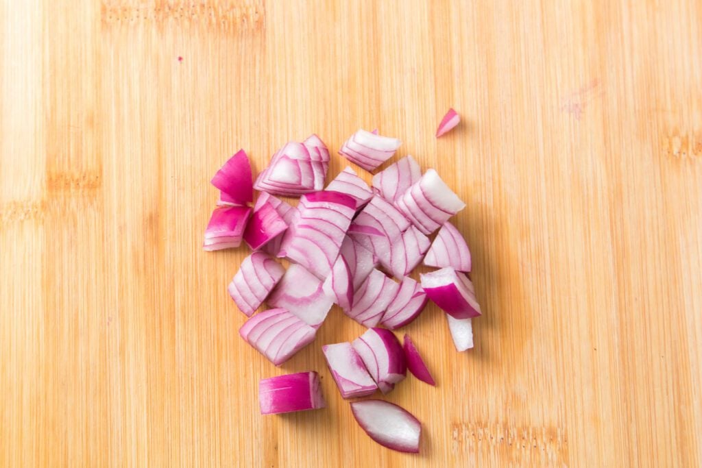 Chunks of red onion