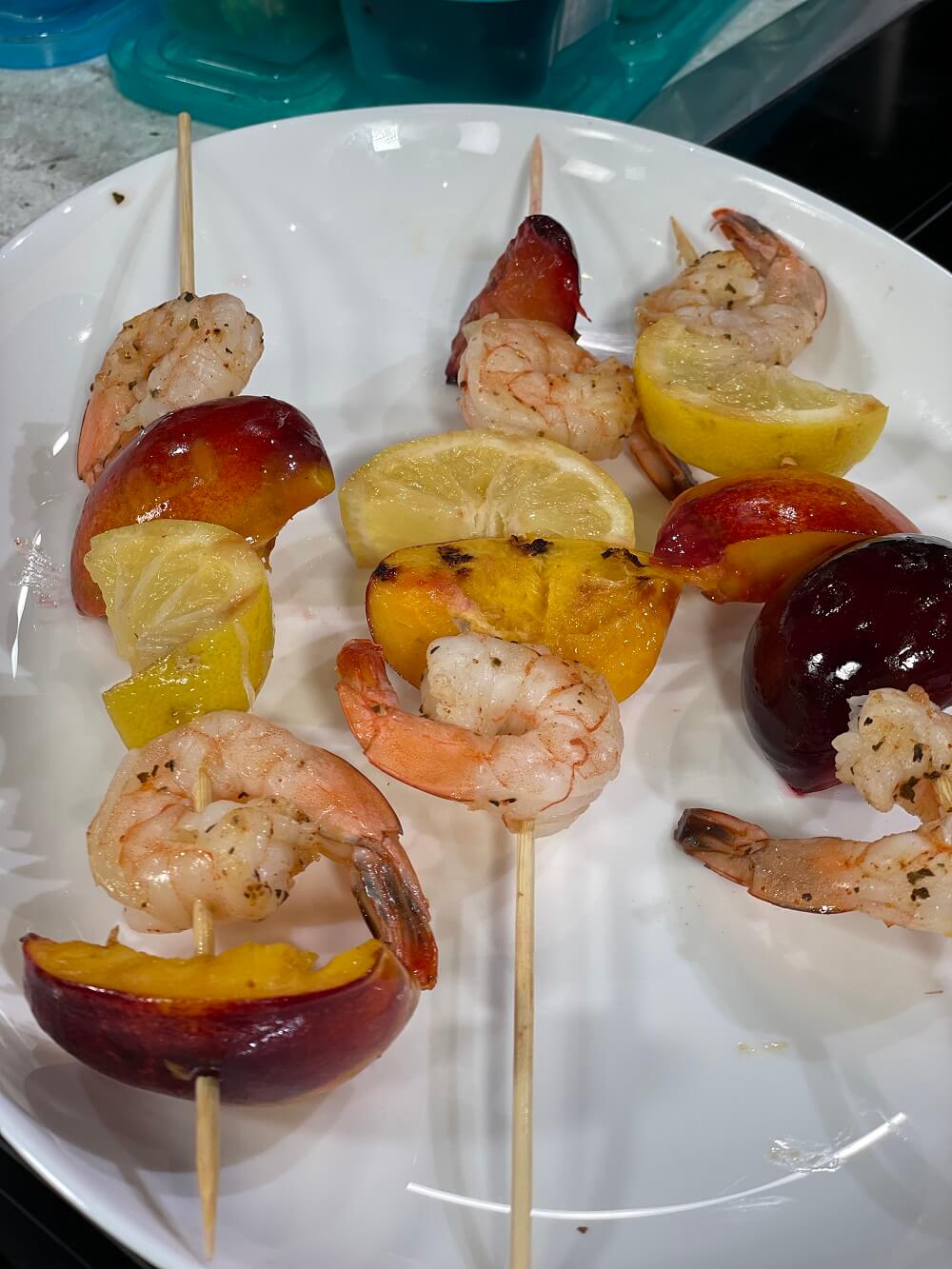 Grilled Shrimp, Peach, and Nectarine Kabobs Grilled Shrimp, Peach, and Nectarine Kabobs