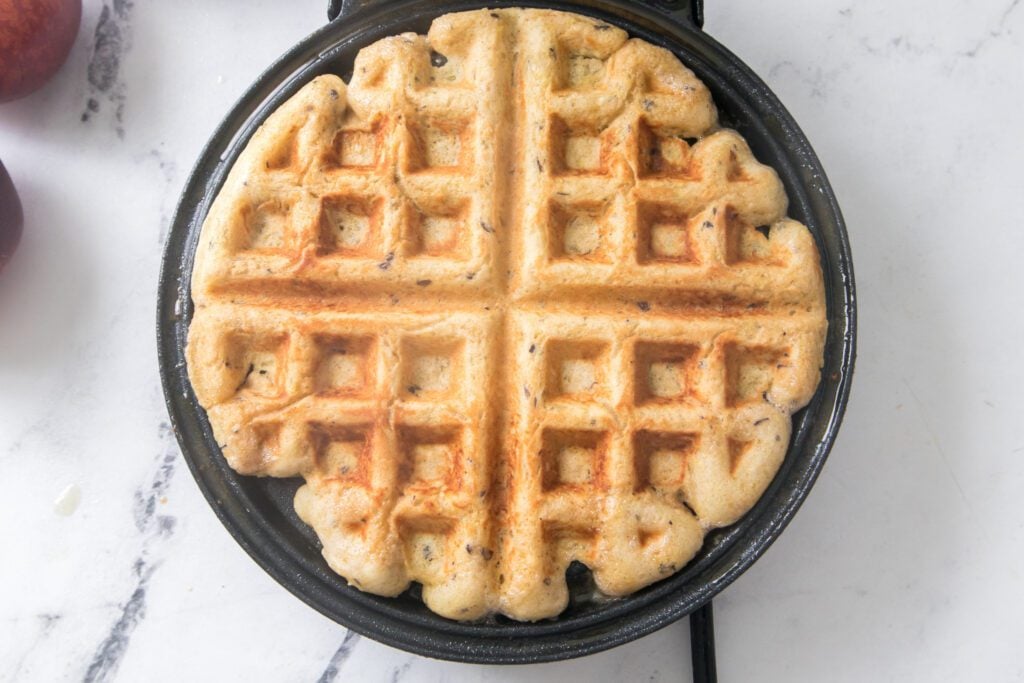 cooked waffle on waffle maker