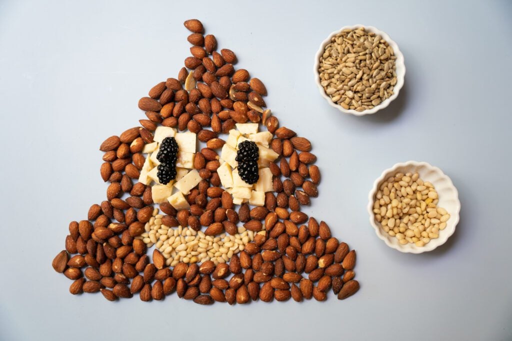 poop emoji made out of almonds