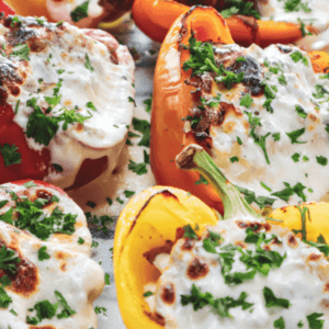 Philly cheesesteak Bell Peppers in pan