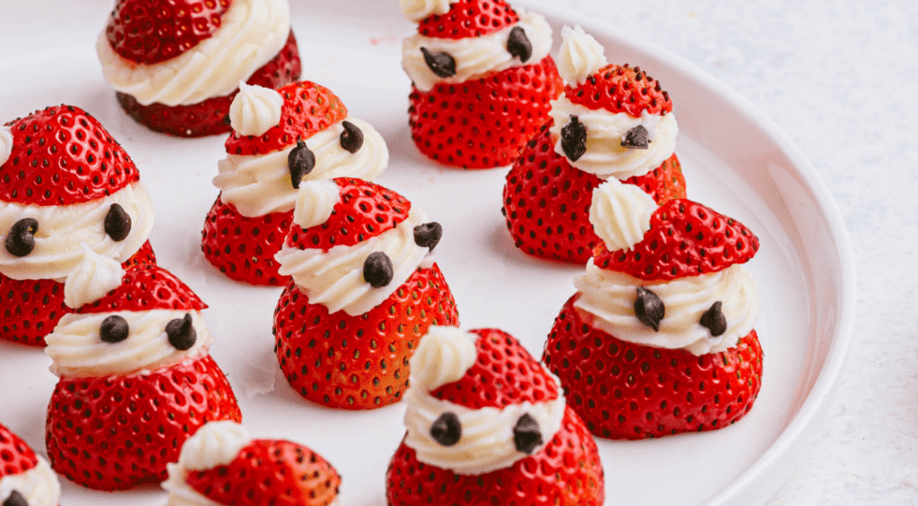 Strawberry Santas on plate