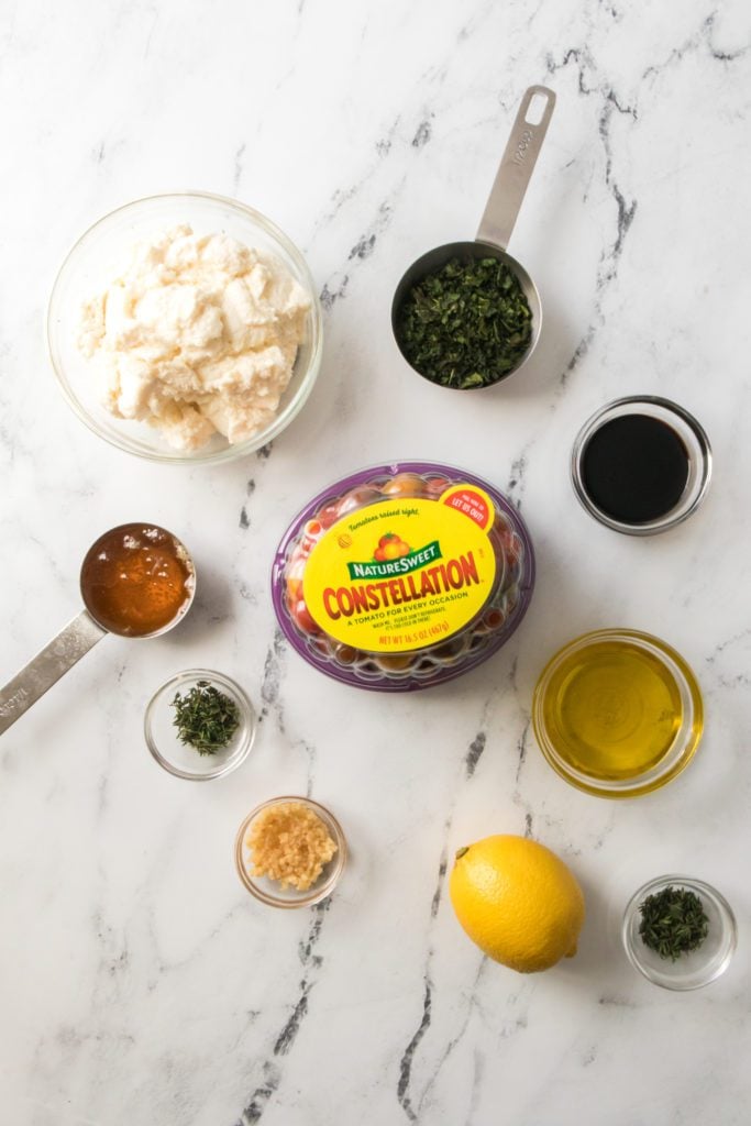 ingredients for ricotta bruschetta board