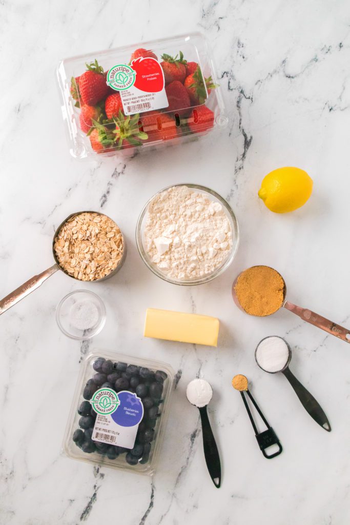 ingredients for mixed berry crumble bars