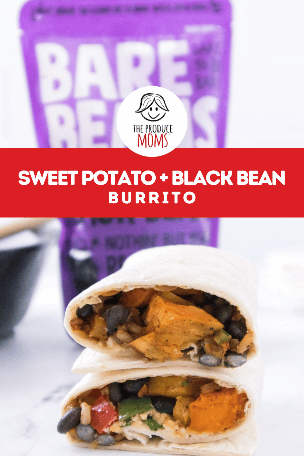 Pinterest Pin Sweet Potato Black Bean Burrito
