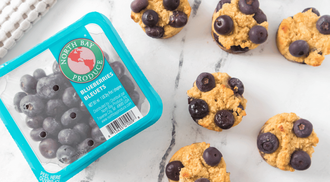 Keto Blueberry Muffins with North Bay Produce Blueberries