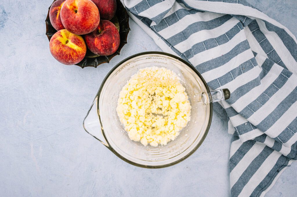 butter and sugar creamed together in bowl