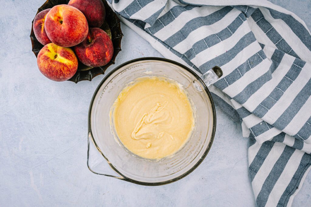 butter, cream and wet ingredients combined until smooth in glass bowl