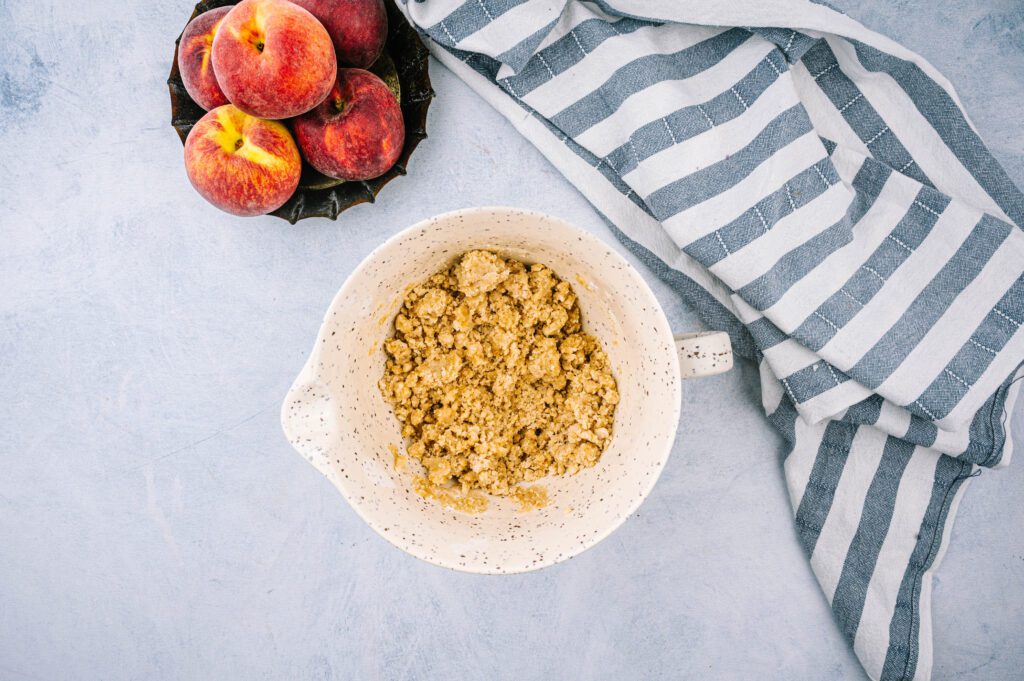 homemade streusel topping mixed together in bowl