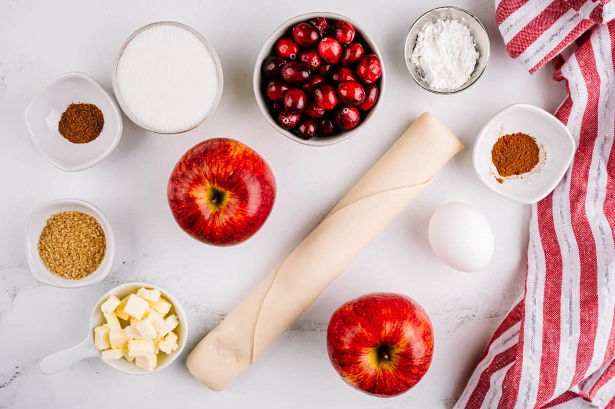 ingredients for cranberry apple galette
