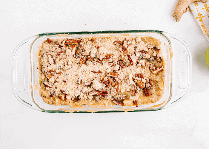 Bread mixture in loaf pan