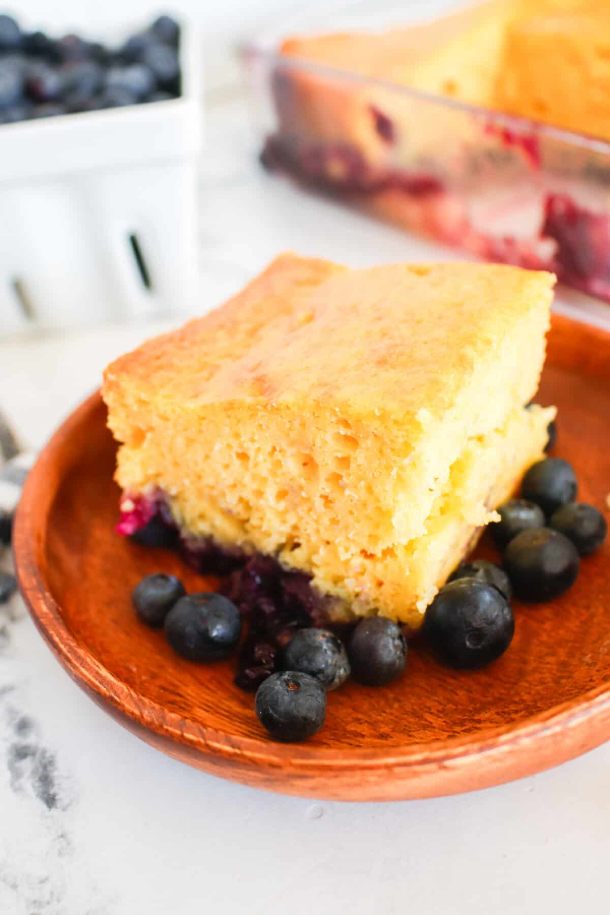 side shot of blueberry lemon cake