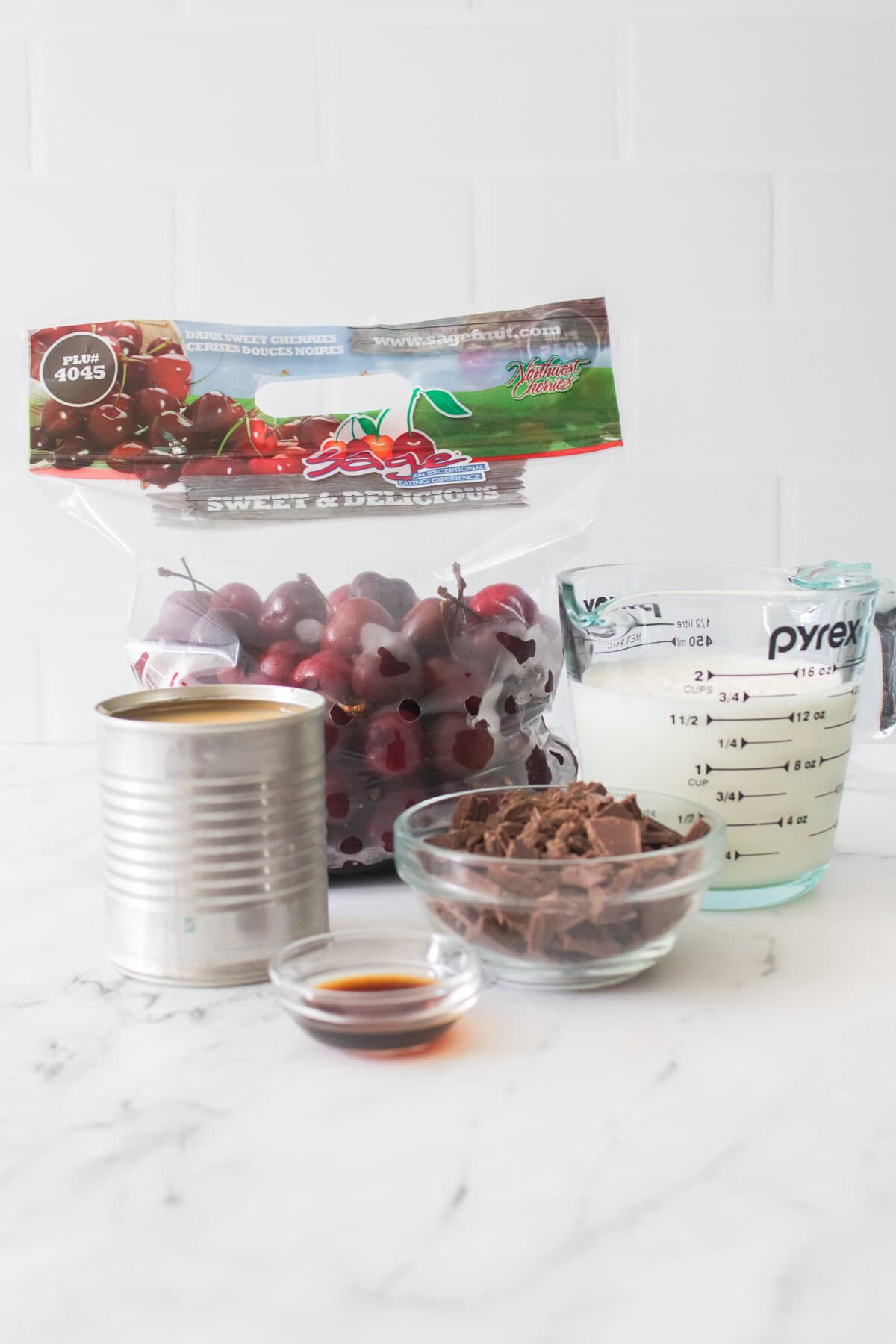 ingredients for homemade cherry garcia ice cream