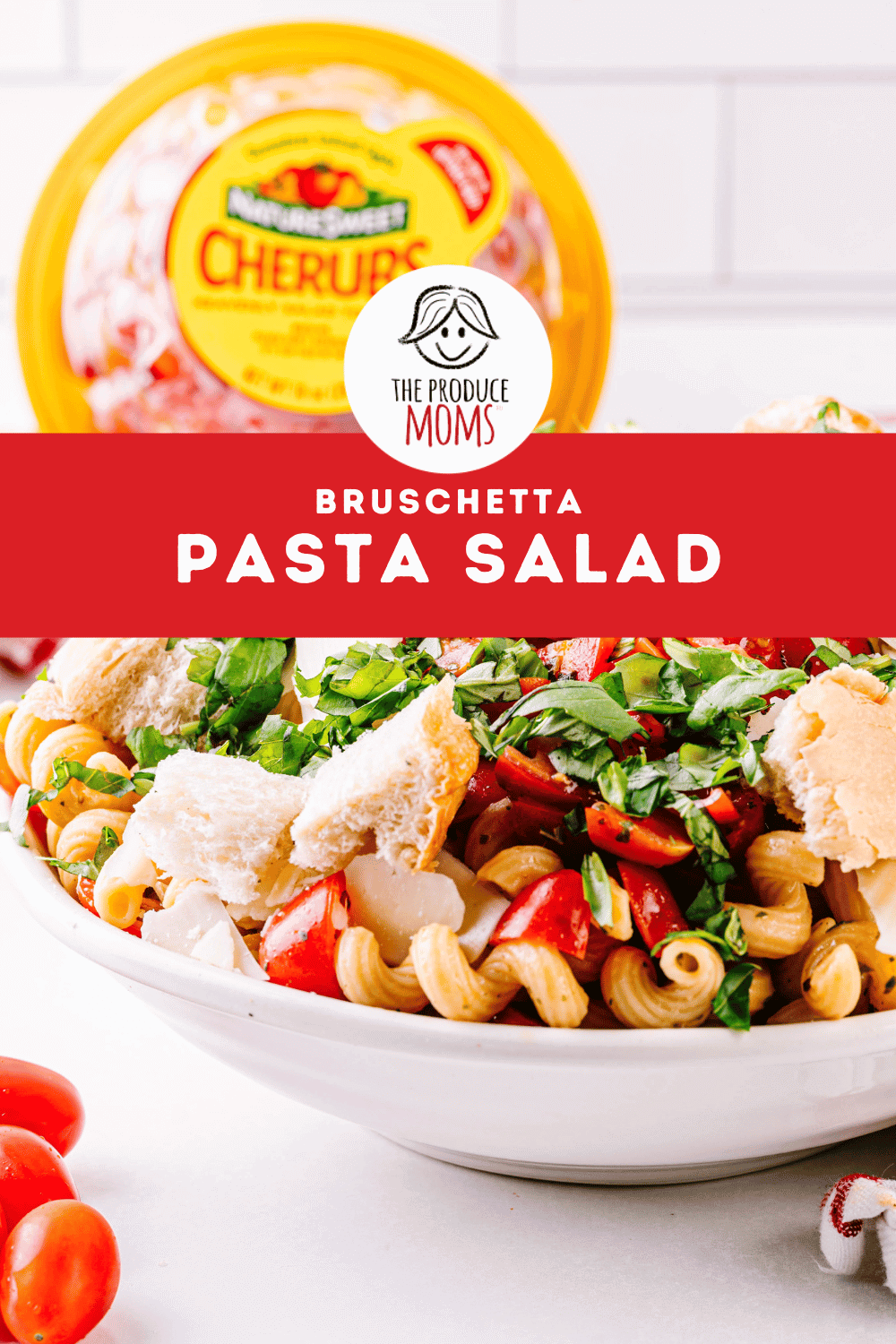 Pinterest Pin: Bruschetta Pasta Salad