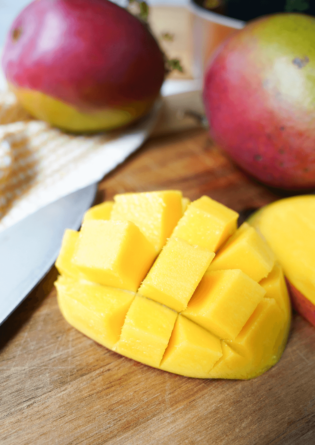 Hedgehog method of how to cut a mango