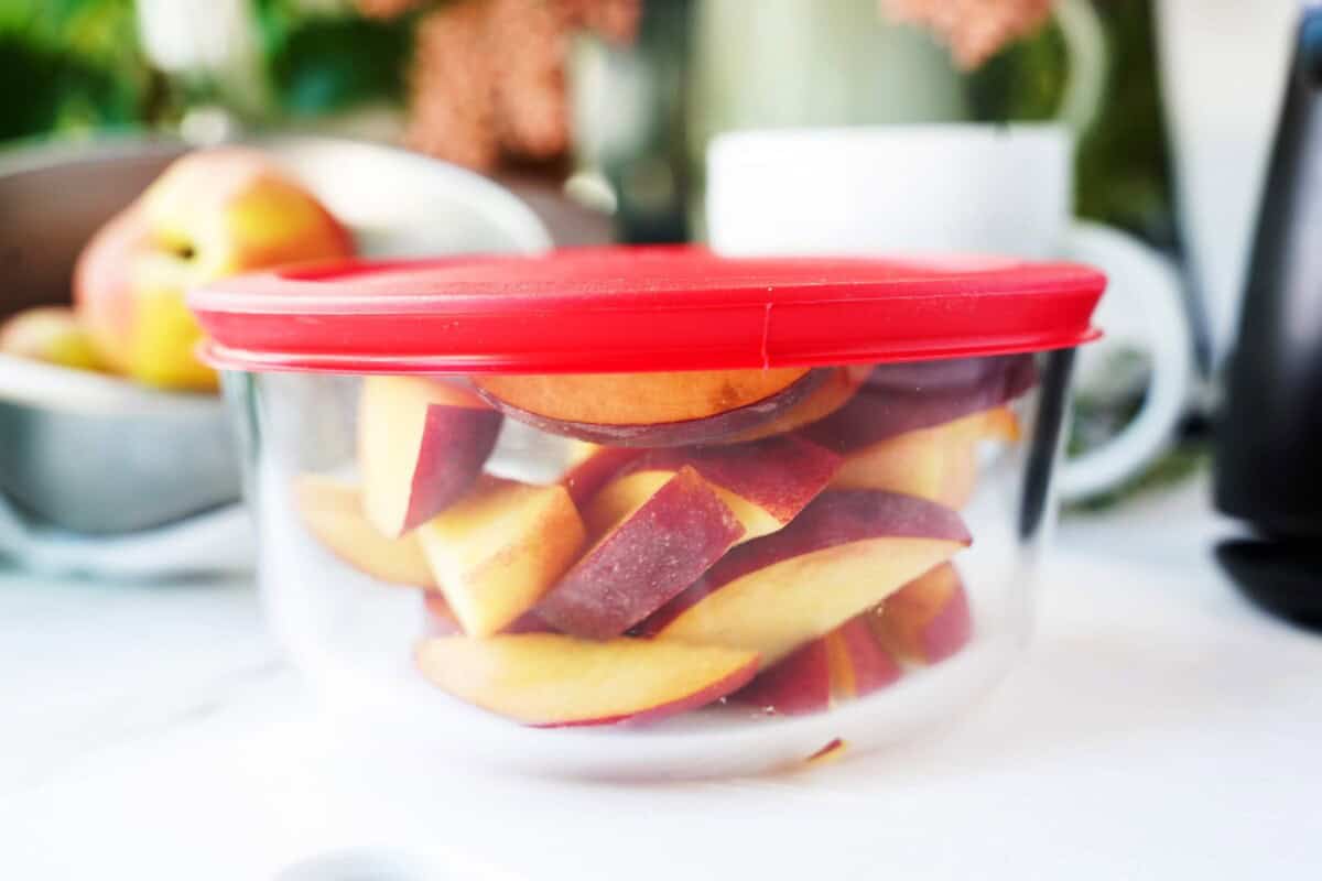 Sliced Peaches in a Airtight Container