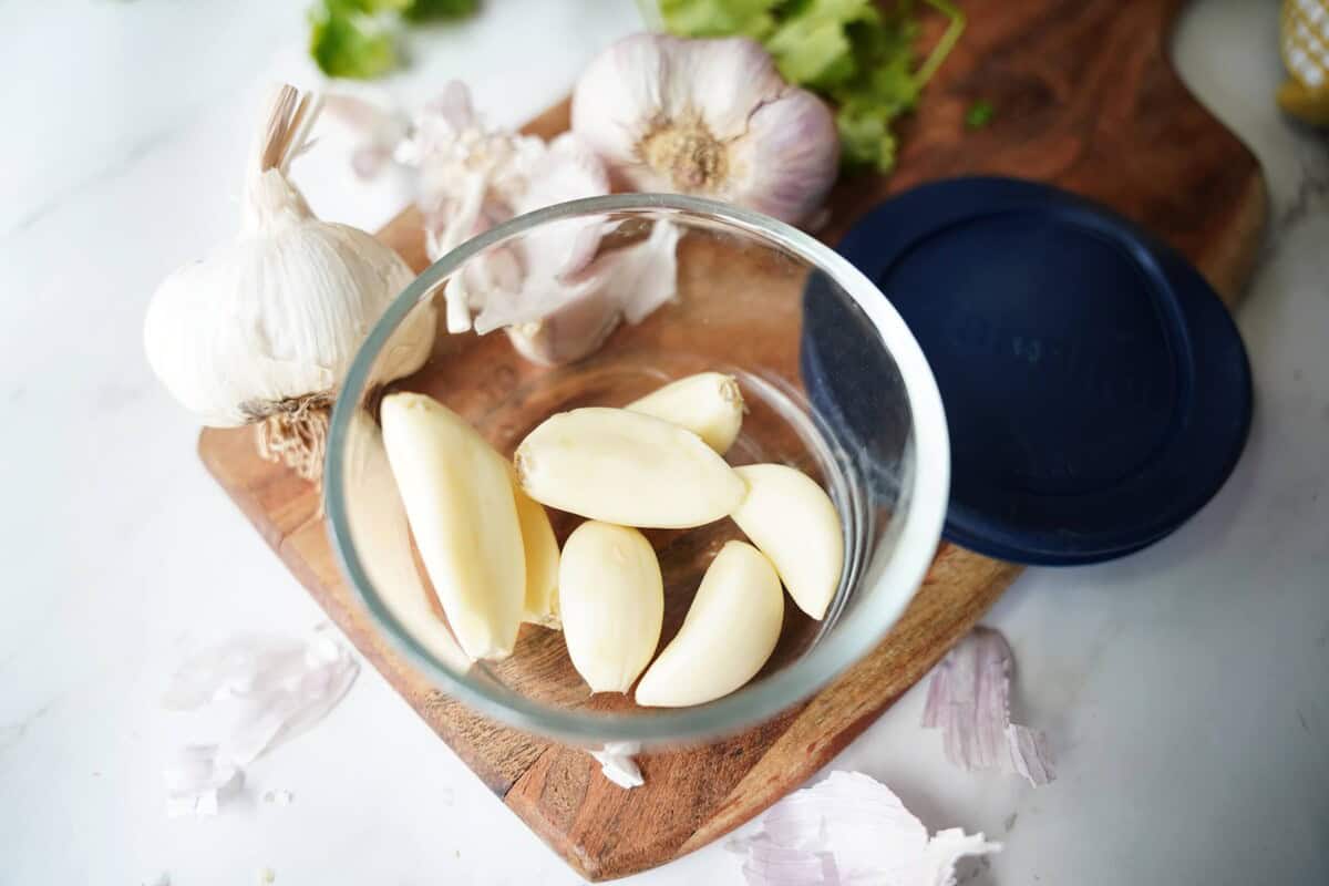Cloves of Garlic in air tight container