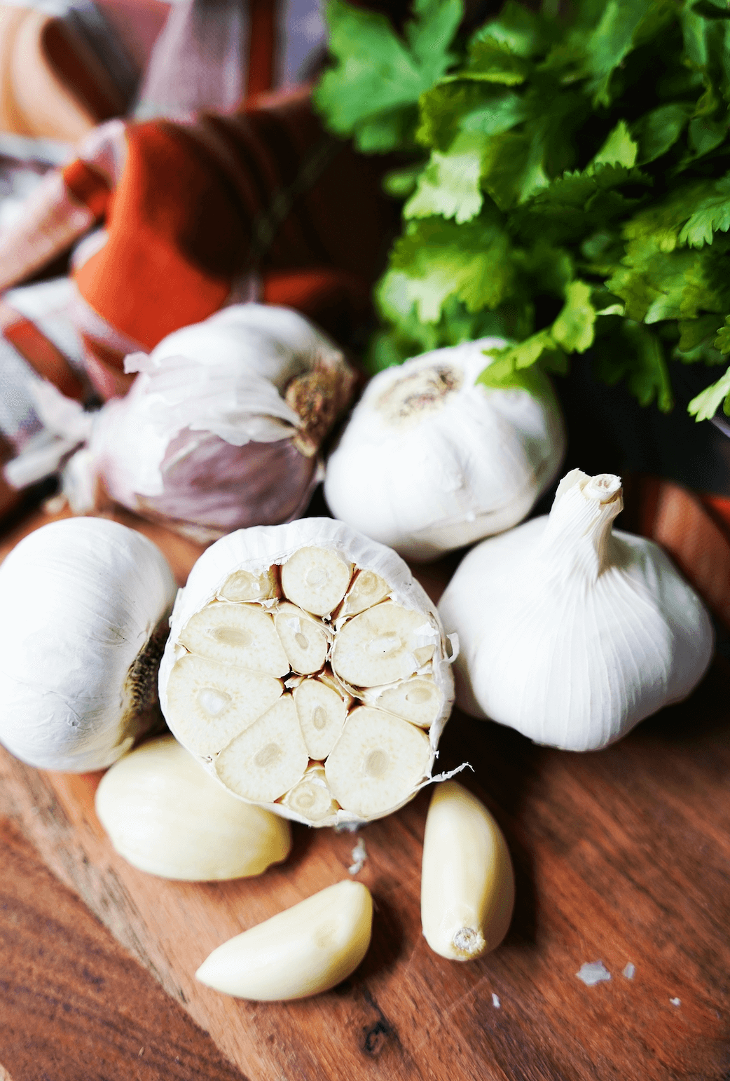 Garlic on Cutting Board