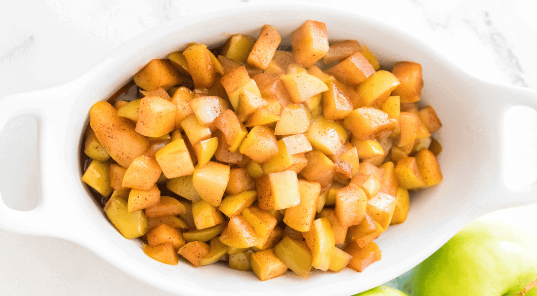 Cinnamon Apples in white dish