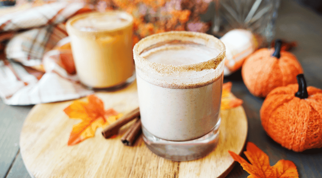 Pumpkin Spice Cocktail on wooden board