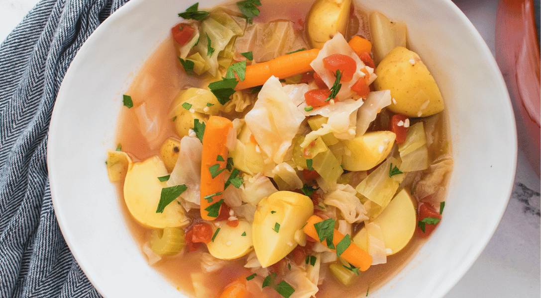 close up of cabbage soup