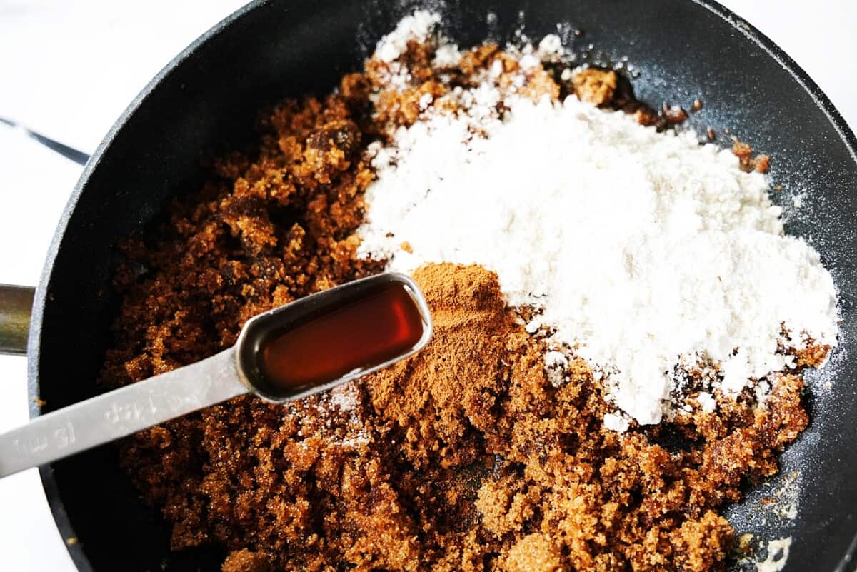 cinnamon filling ingredients in a skillet