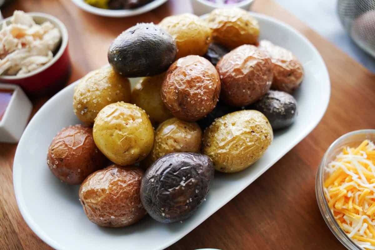 Baked and salted mini potatoes