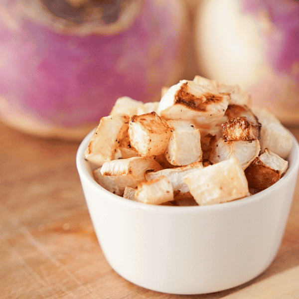 Roasted turnips in a bowl