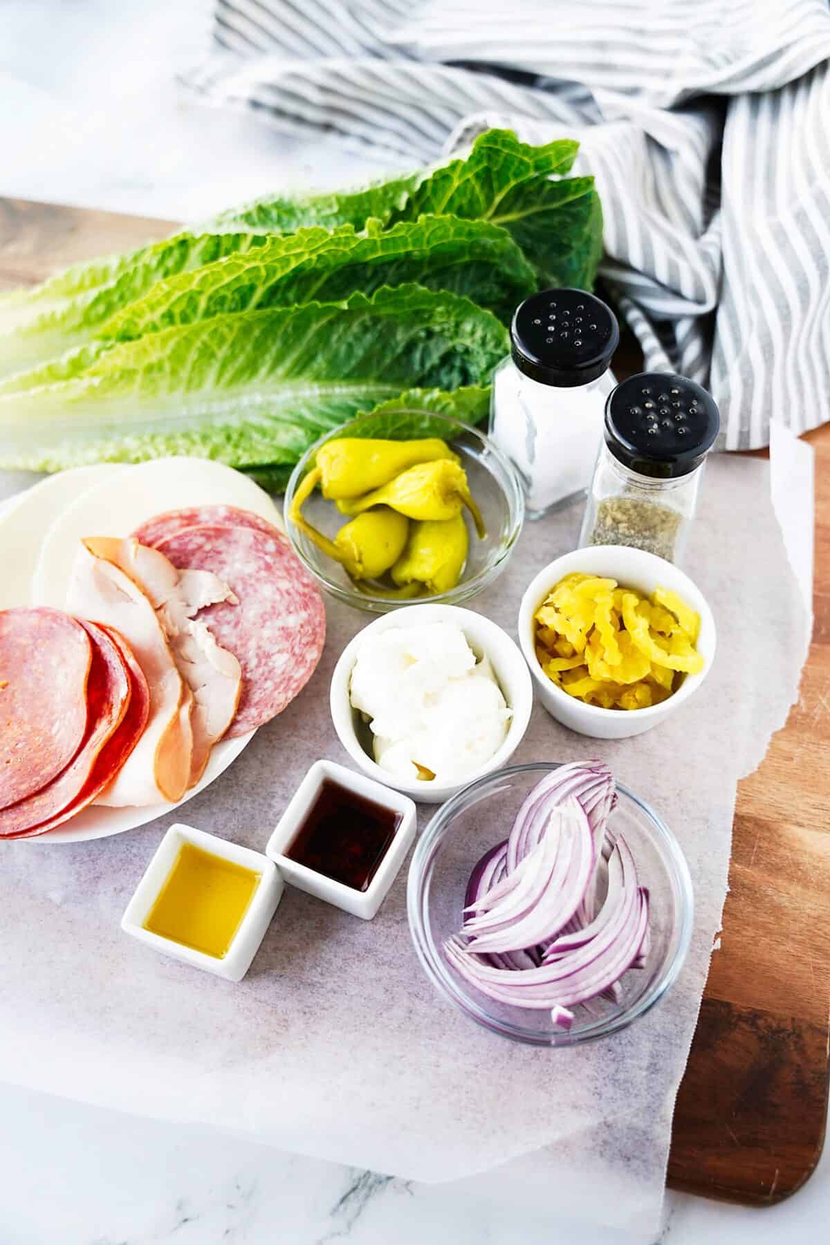 ingredients for Italian Sub Unwich