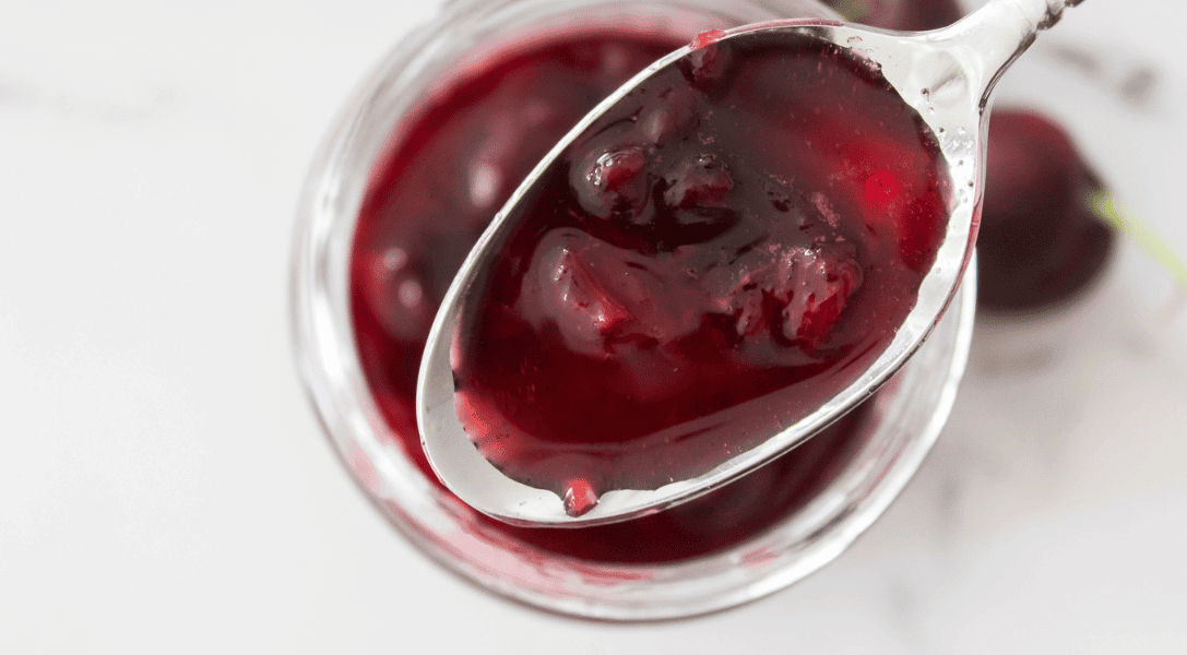 Spoonful of cherry vanilla syrup