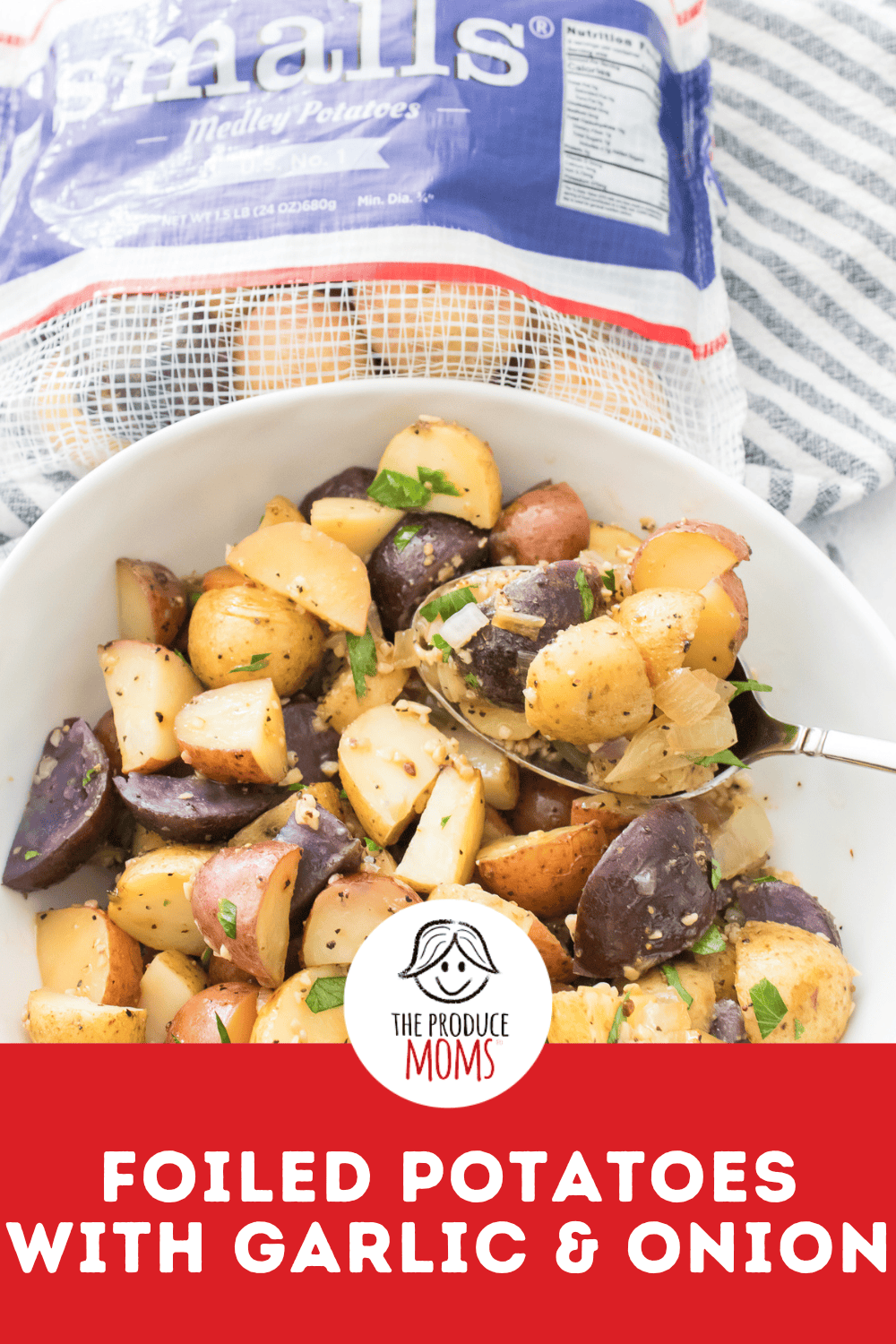 pinterest foiled potatoes with garlic and onion - theproducemums.com