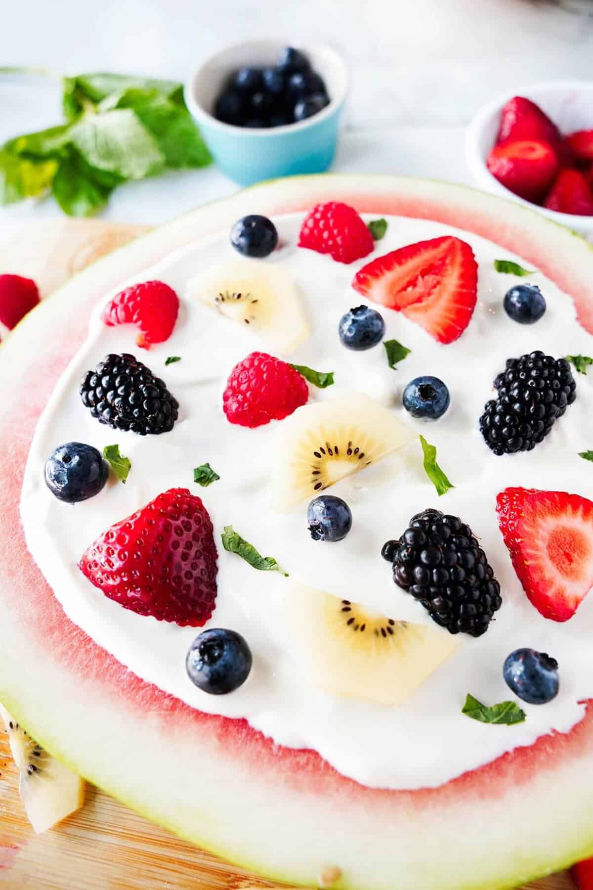watermelon pizza vertical view