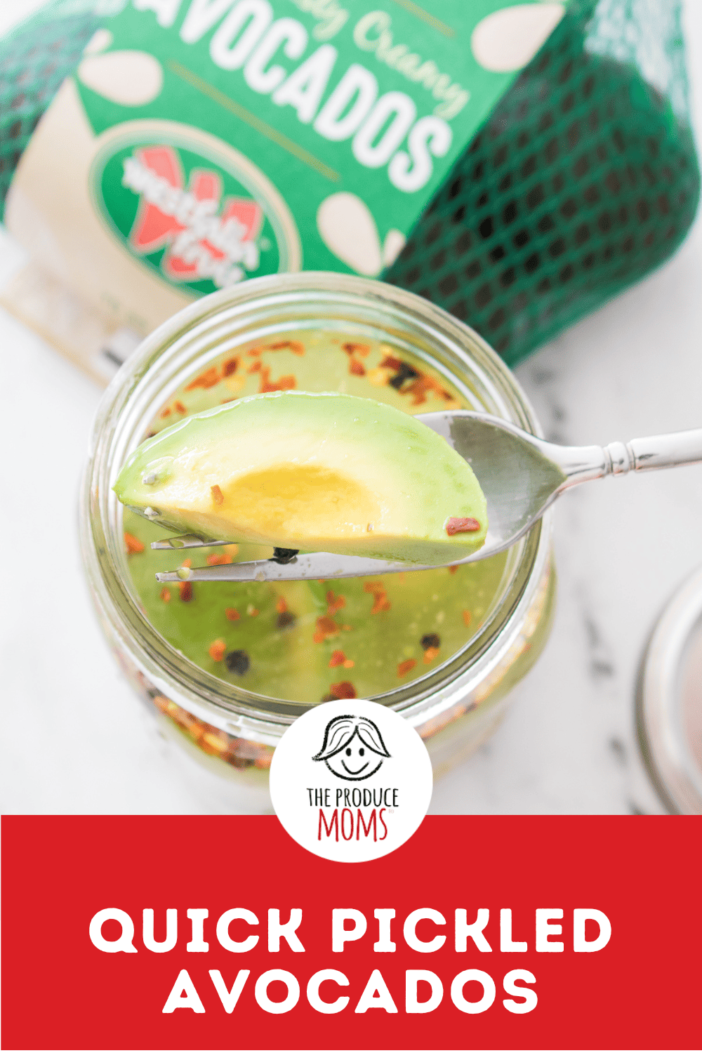 Quick Pickled Avocados Pinterest Graphic | The Produce Moms