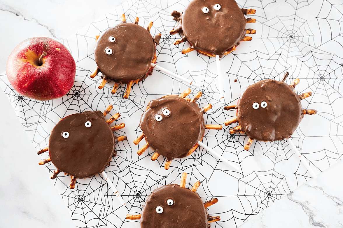 spiders apples covered in chocolate