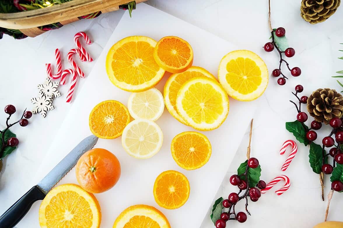 Cut citrus on cutting board