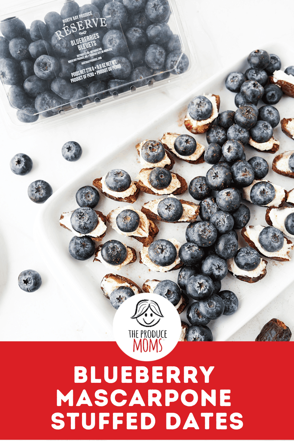 Pinterest Pin Blueberry mascarpone stuffed dates