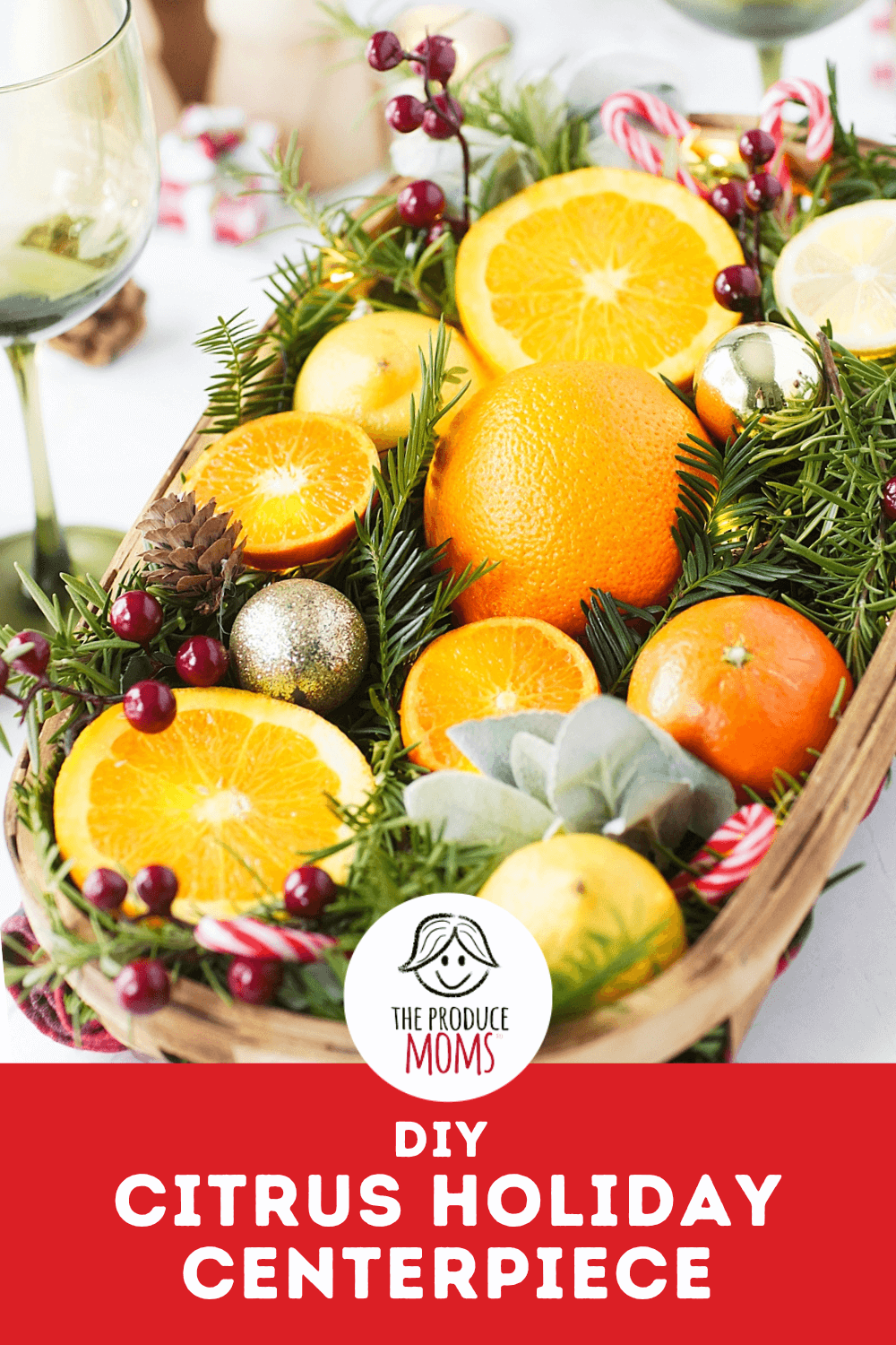 Pinterest Pin Citrus Holiday centerpiece