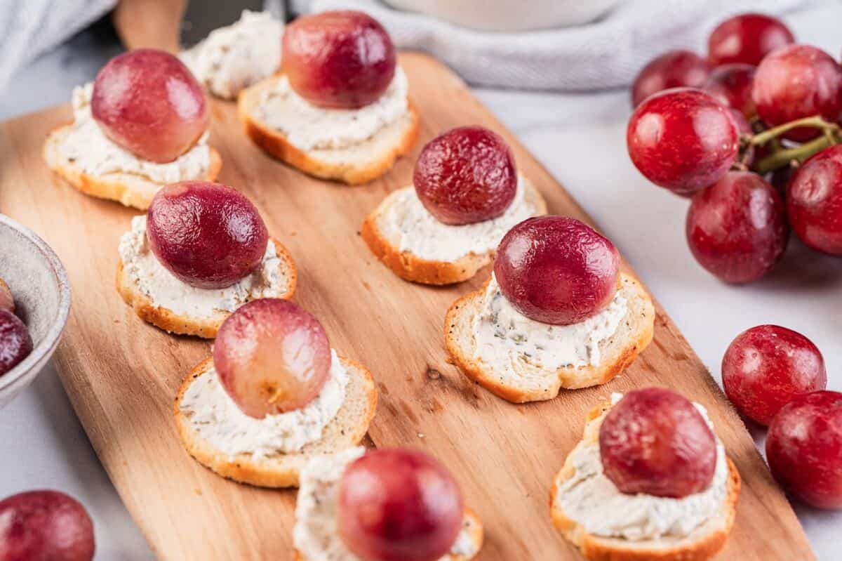 Roasted California grape crostini