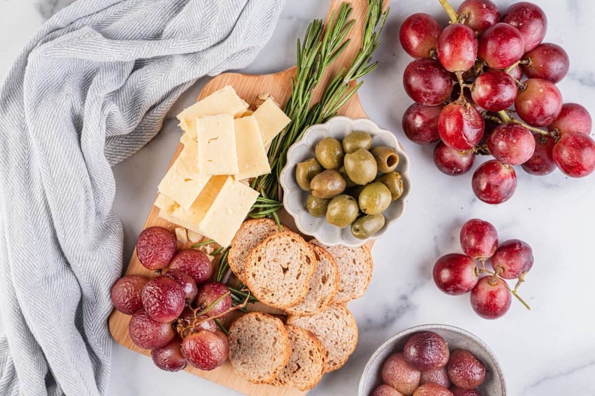 Stemmed California Grapes on a cheese board