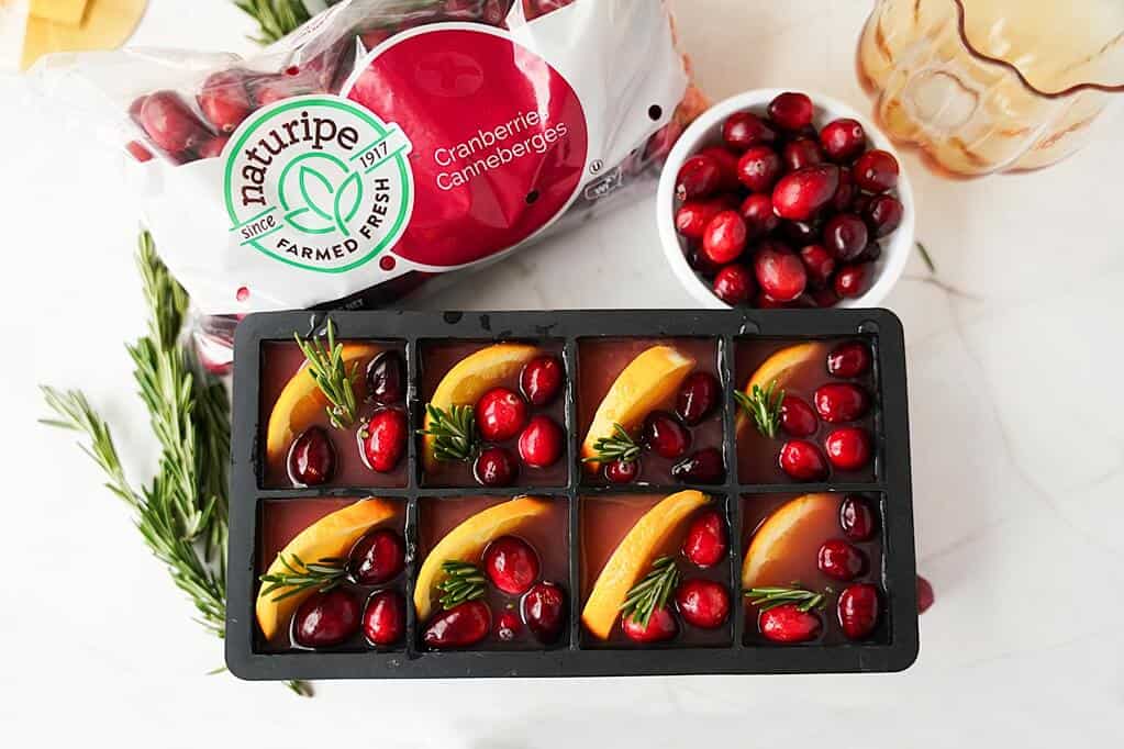 Overhead view of ice cubest before putting into freezer