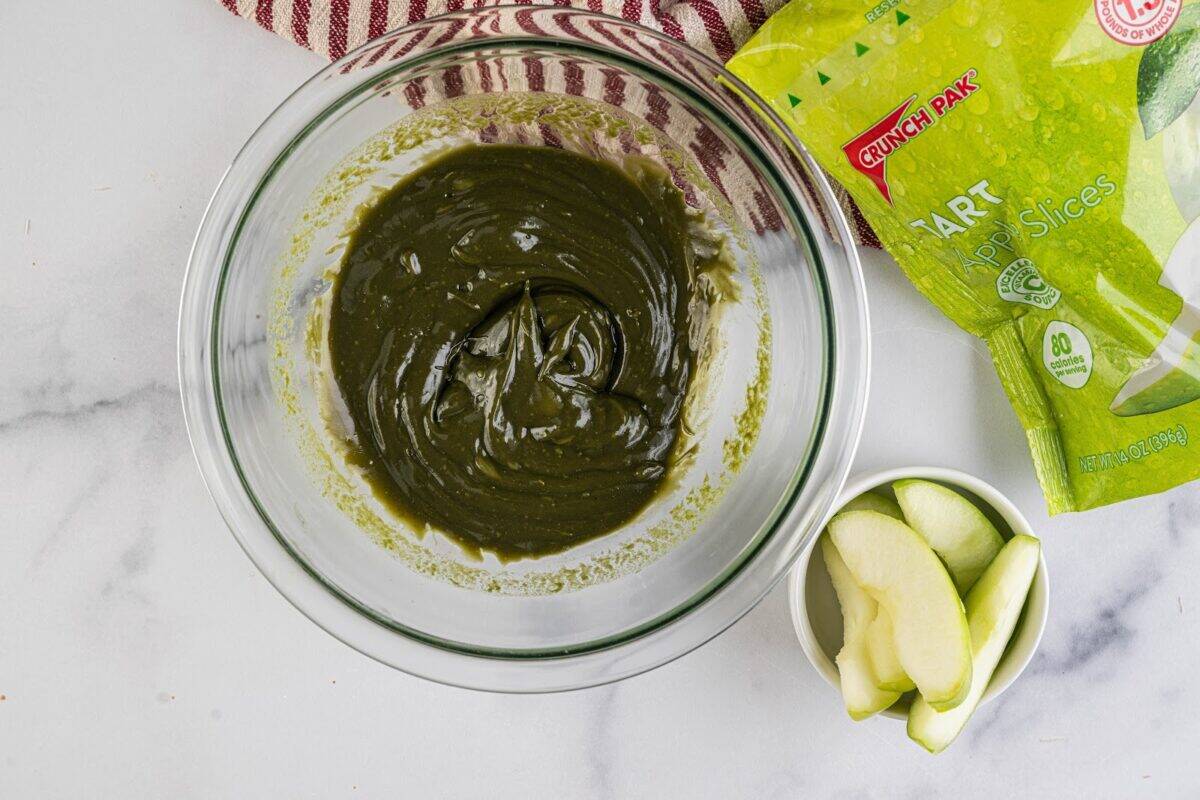 Pistachio cream in a bowl.