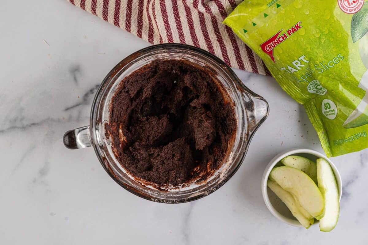 Melted chocolate and pudding mixture in a bowl.