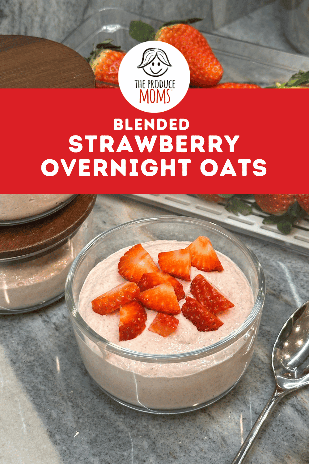 Pinterest Pin Blended Strawberry Overnight Oats