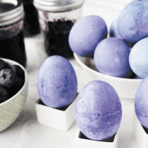 Blueberry-Dyed eggs close up