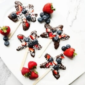 Vertical image of plated chocolate stars