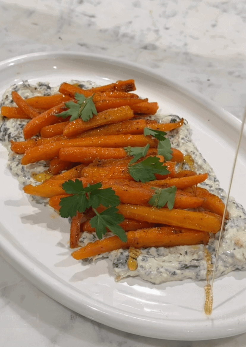 Honey paired on crispy carrot fries