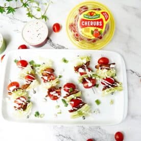 Wedge salad on a stick with Cherubs tomatoes