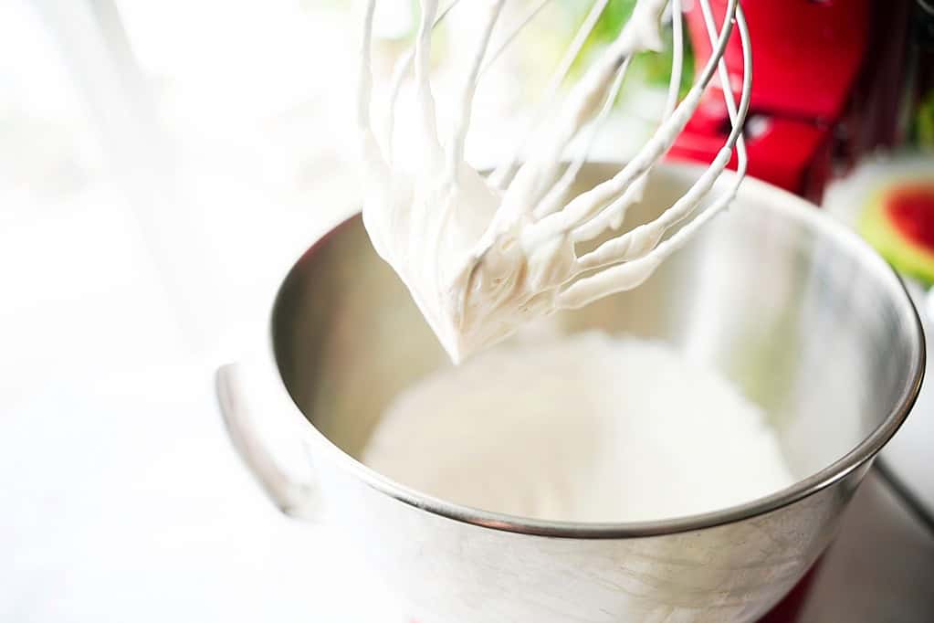 whipped cream in a stand mixer