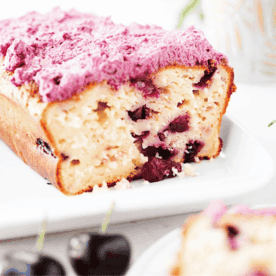 Fresh Cherry loaf of bred on white plate